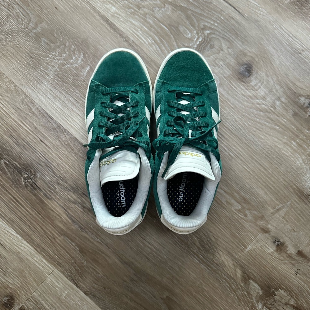 Adidas Forest Green Sneakers with White Stripes